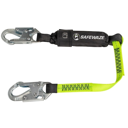 Safewaze Shock Absorbing Lanyard, 3 ft. Length, Snap Hook, Forged Steel, 1 Leg(s) FS560-3